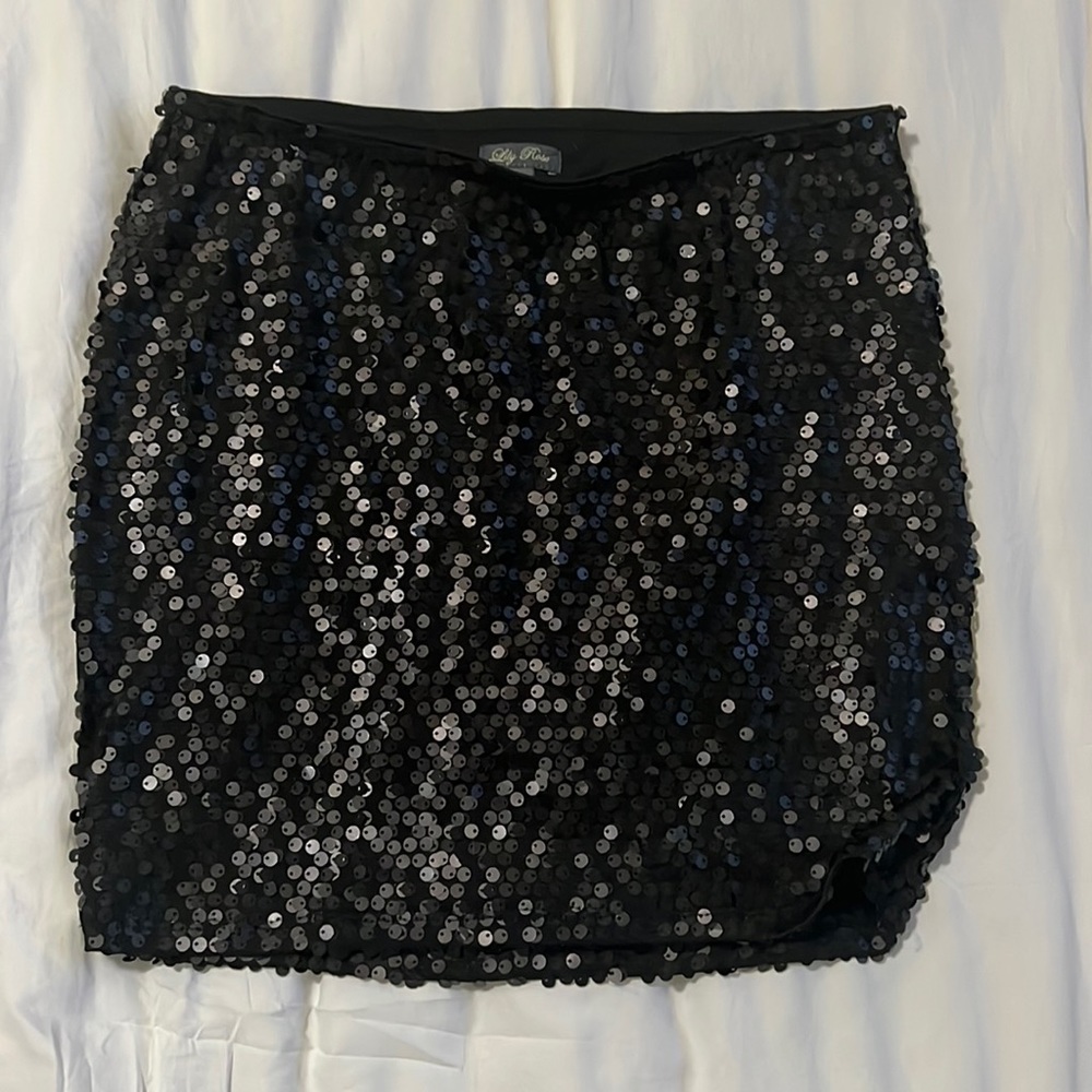 Black Sequin Mini Skirt